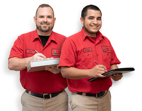 Aladdin workers carrying clip boards