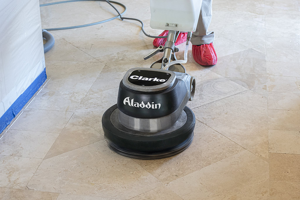 clean and buff stone and grout