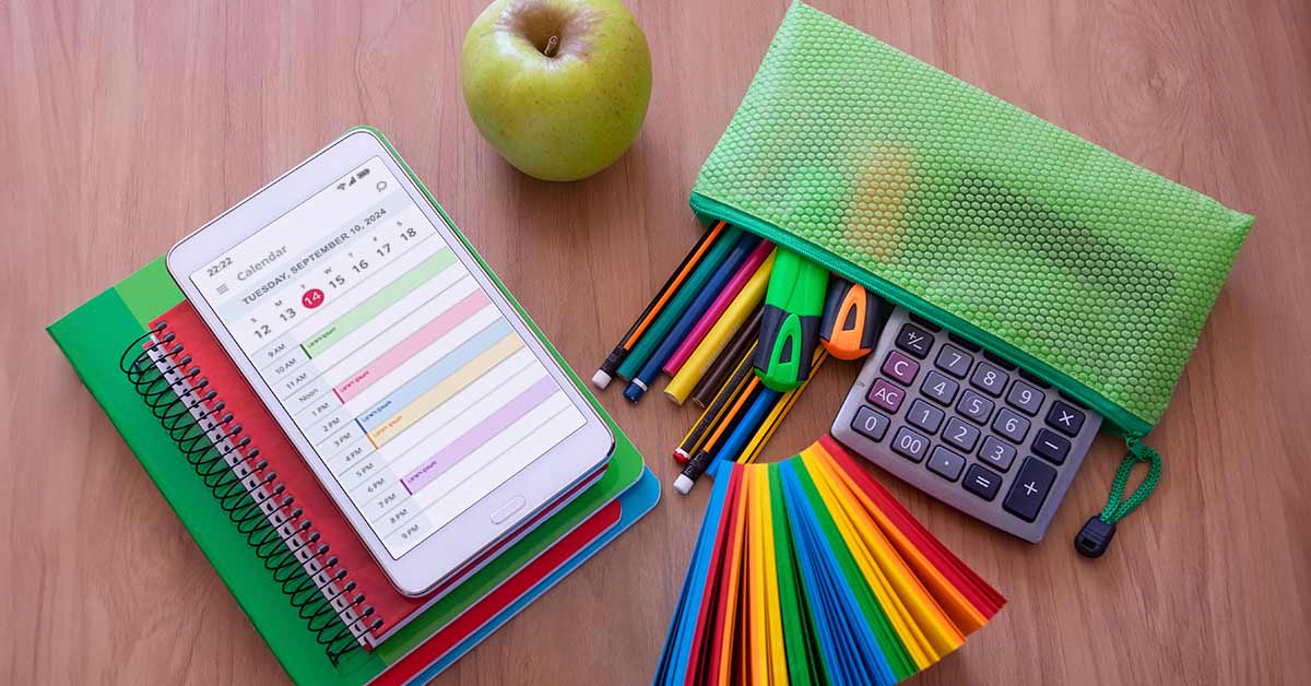 organizing school supplies for back to school