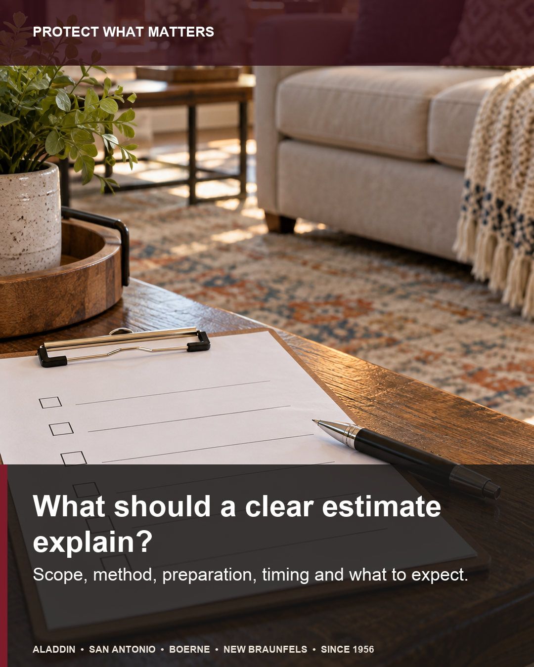 Notebook beside a sofa, illustrating questions to ask about a home-care estimate